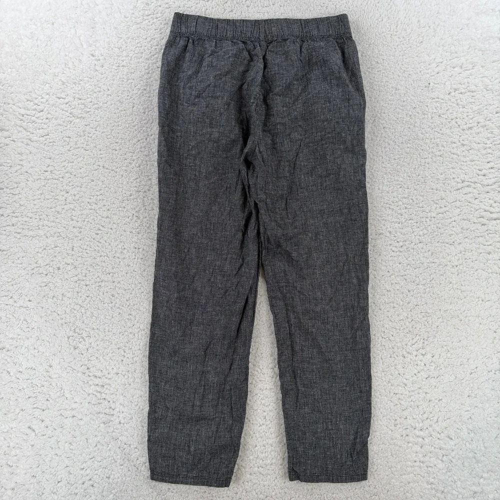 Eileen Fisher Pants Womens Petite Small Gray Check Hemp Cotton Ankle Elastic